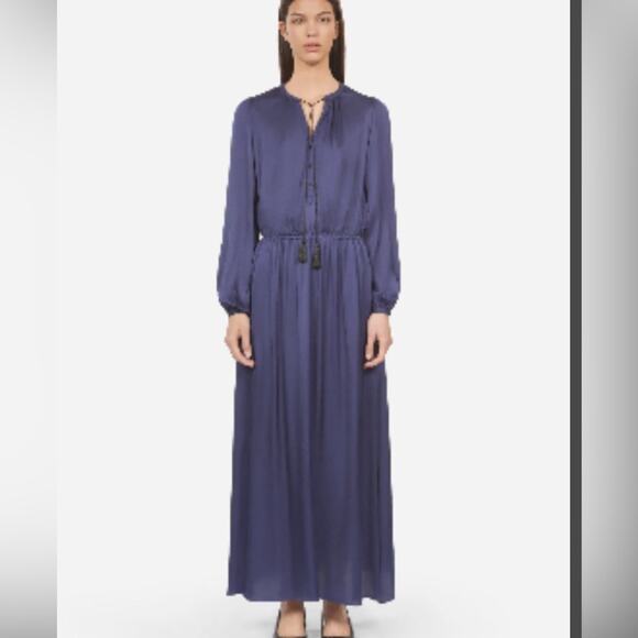 THE KOOPLES PLAIN COLOR LONG SLEEVE MAXI DRESS IN NIGHT BLUE SIZE 1 S - Picture 11 of 11